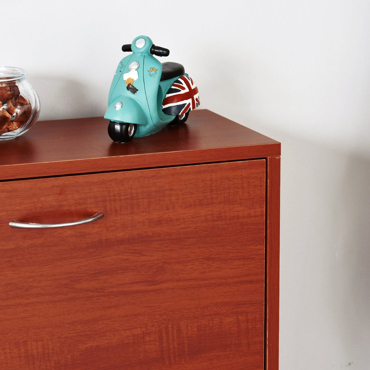 easycomfort easycomfort scarpiera salvaspazio con 3 ante a ribalta e unanta porta ombrelli in legno color ciliegio 80x24x120cm ean 8054111845342