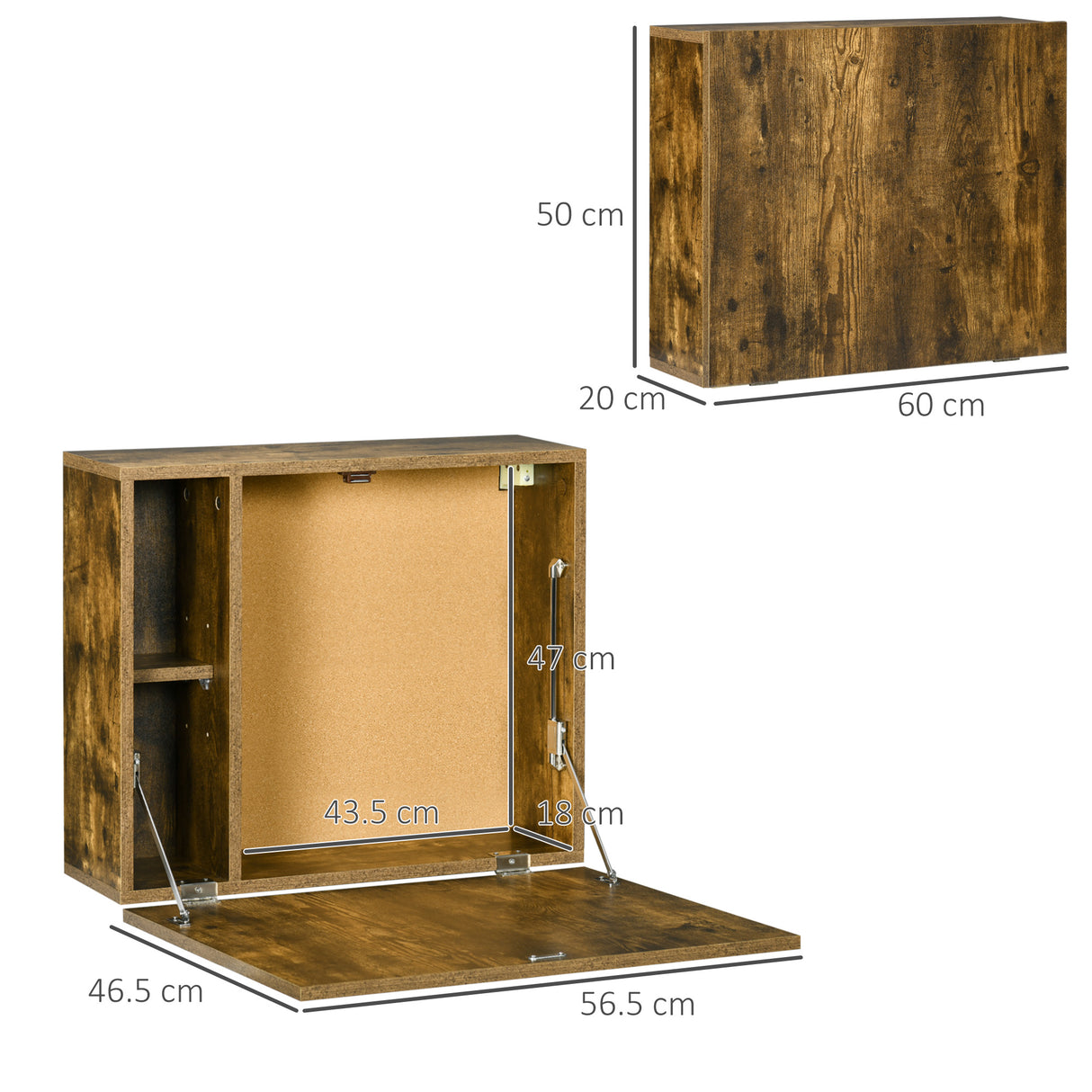 easycomfort easycomfort scrivania a muro pieghevole e salvaspazio con ripiani per casa e ufficio in truciolato e mdf 60x20x50 cm