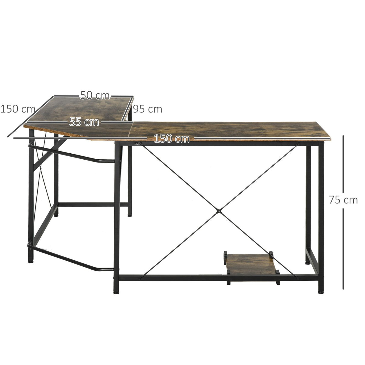 easycomfort easycomfort scrivania ad angolo con ripiano cpu per computer fisso in stile industriale ean 8054144130521