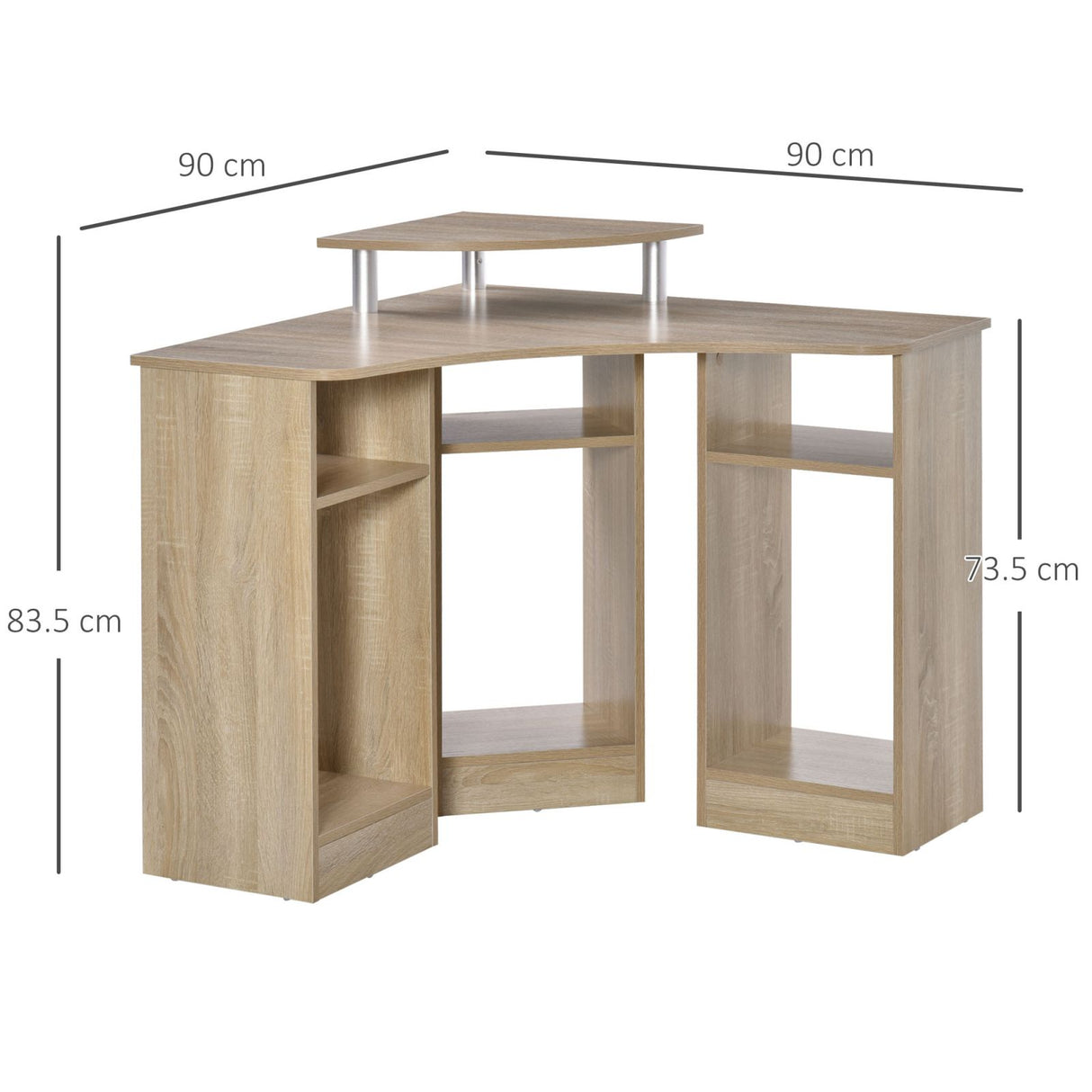easycomfort easycomfort scrivania angolare porta pc con ripiano per monitor rovere