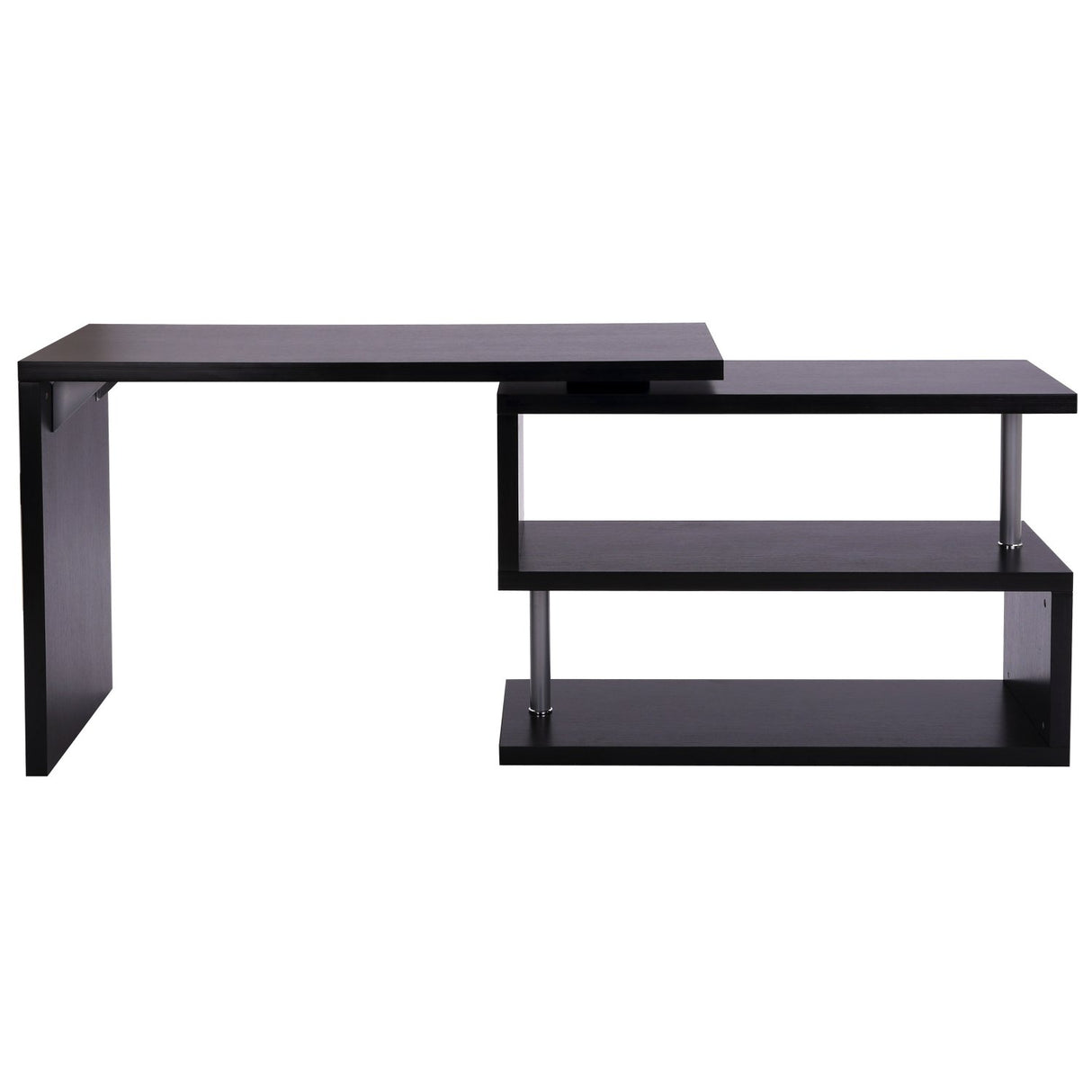 easycomfort easycomfort scrivania angolo per computer con scaffali in legno nero 120x106x75cm ean 8054111845984