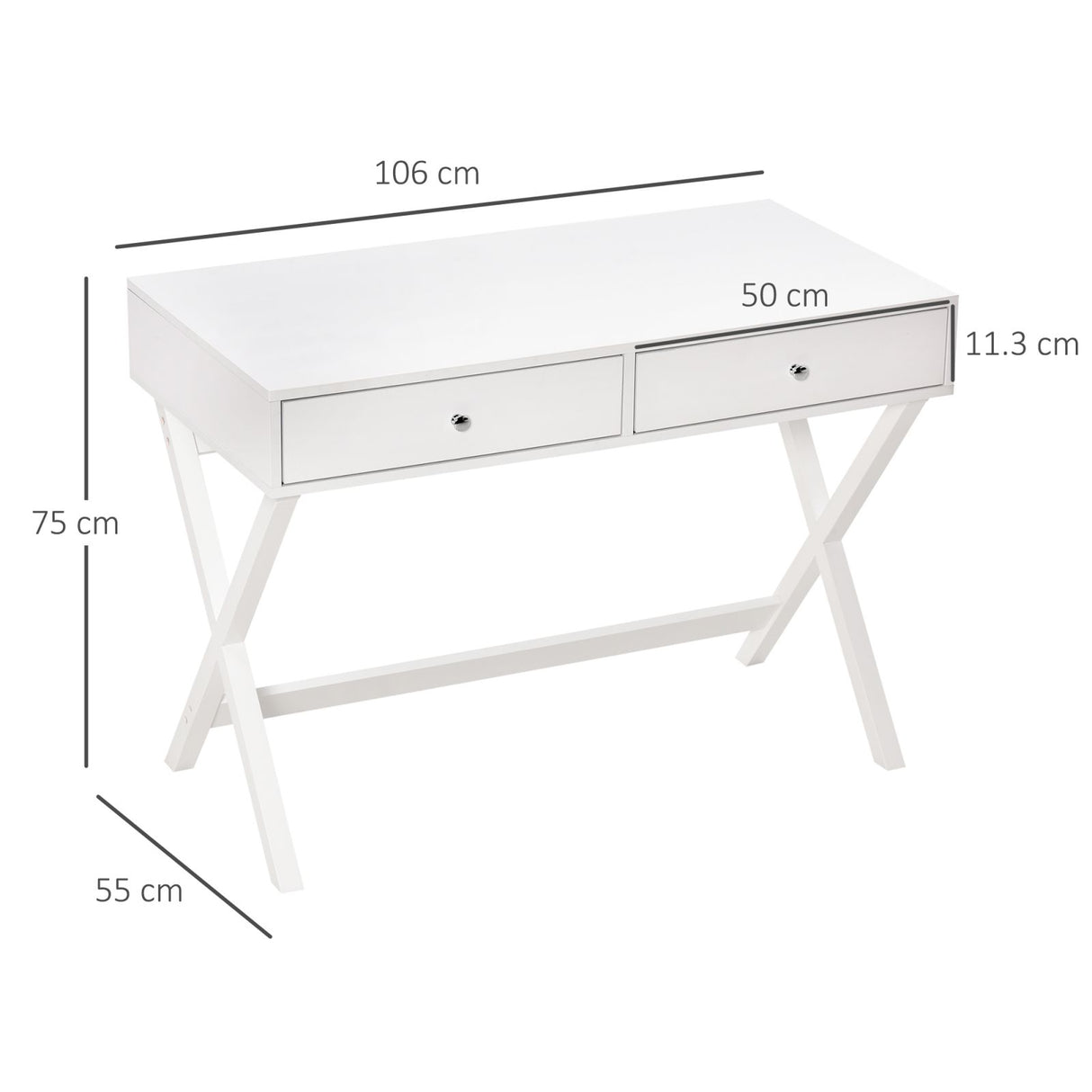 easycomfort easycomfort scrivania con 2 cassetti bianco