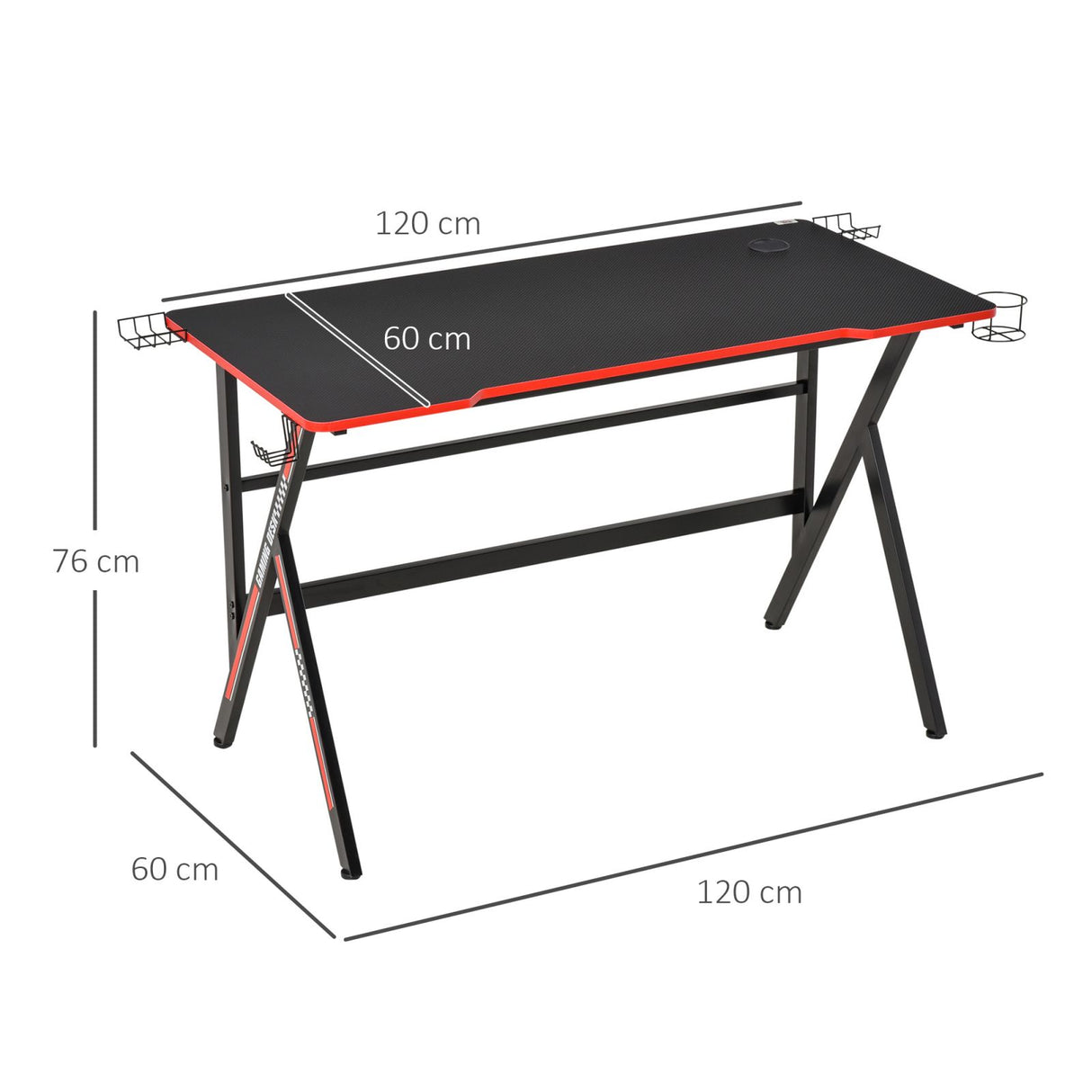 easycomfort easycomfort scrivania gaming con porta bicchieri e supporti nera