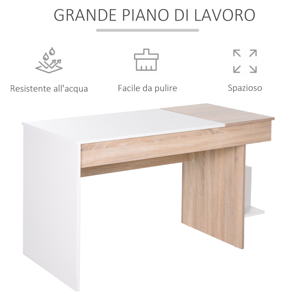 easycomfort easycomfort scrivania moderna salvaspazio con piano sollevabile in legno bianco 120x60x74cm ean 8054111840354