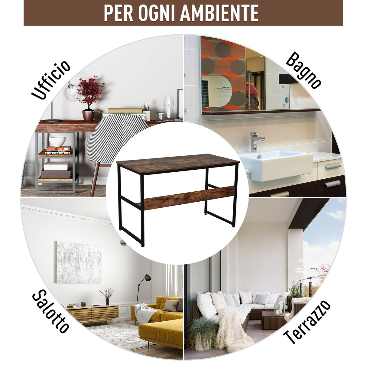 easycomfort easycomfort scrivania moderna stile industriale con struttura in acciaio 120 x 60 x 77cm ean 8054144135205