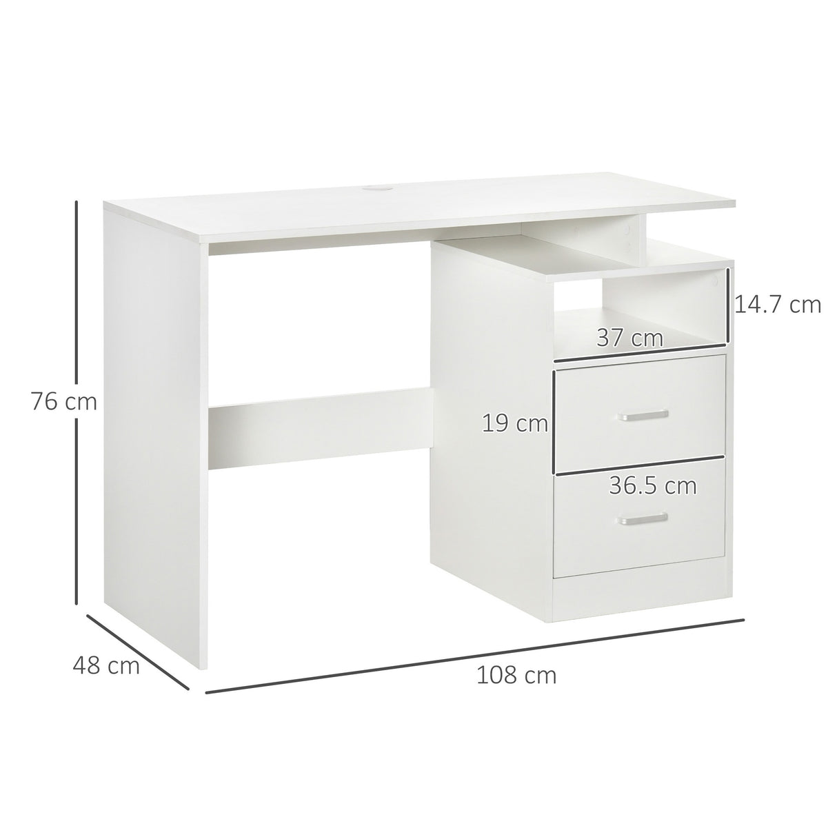 easycomfort easycomfort scrivania pc salvaspazio per camera o ufficio in legno 108x48x76cm bianco