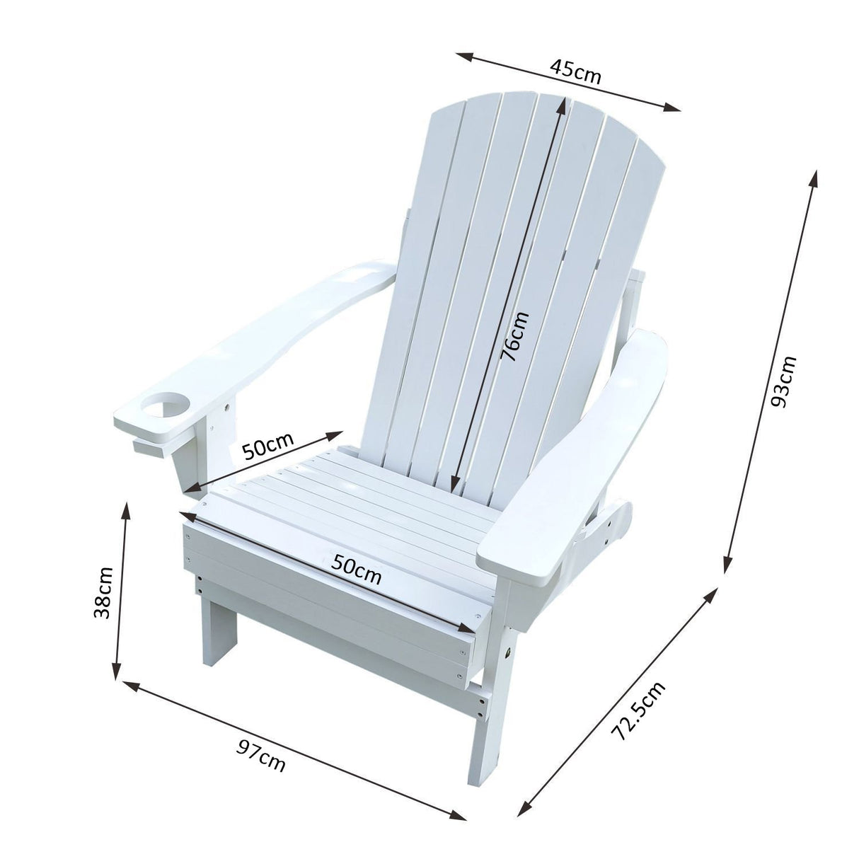easycomfort easycomfort sedia da giardino adirondack in legno bianco 97x72 39x93cm ean 8054111840200