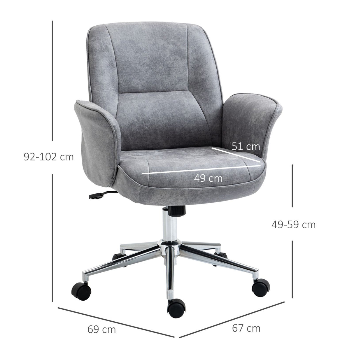 easycomfort easycomfort sedia da ufficio ergonomica altezza regolabile rivestimento in microfibra 67x69x92 102cm grigio chiaro