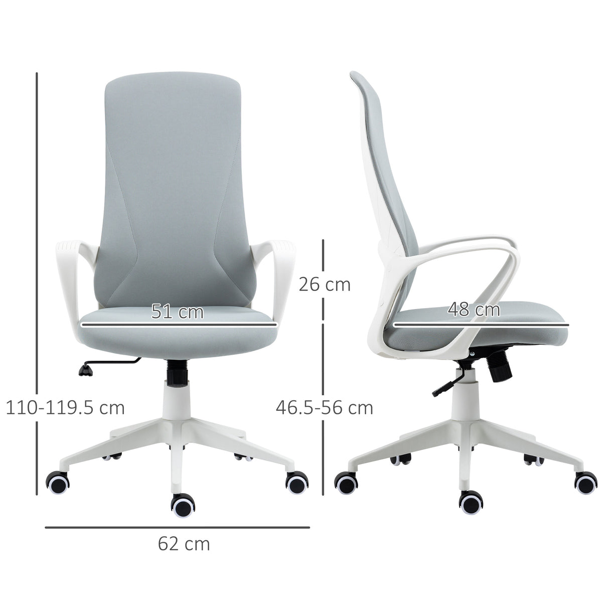 easycomfort easycomfort sedia da ufficio ergonomica con altezza regolabile e funzione di inclinazione 62x56x110 119 5 cm