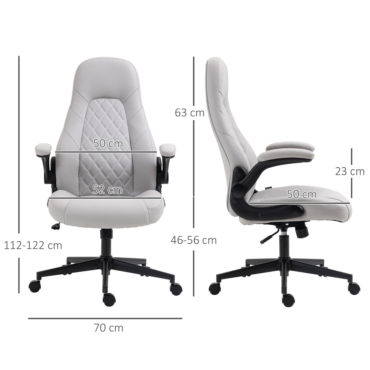 easycomfort easycomfort sedia da ufficio ergonomica con braccioli ribaltabili e altezza regolabile 67x70x112 122 cm grigio