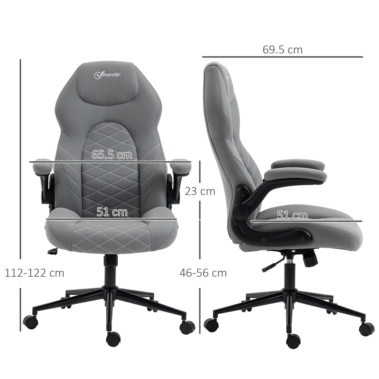 easycomfort easycomfort sedia da ufficio ergonomica e reclinabile ad altezza regolabile 65 5x69 5x112 122 cm grigio chiaro