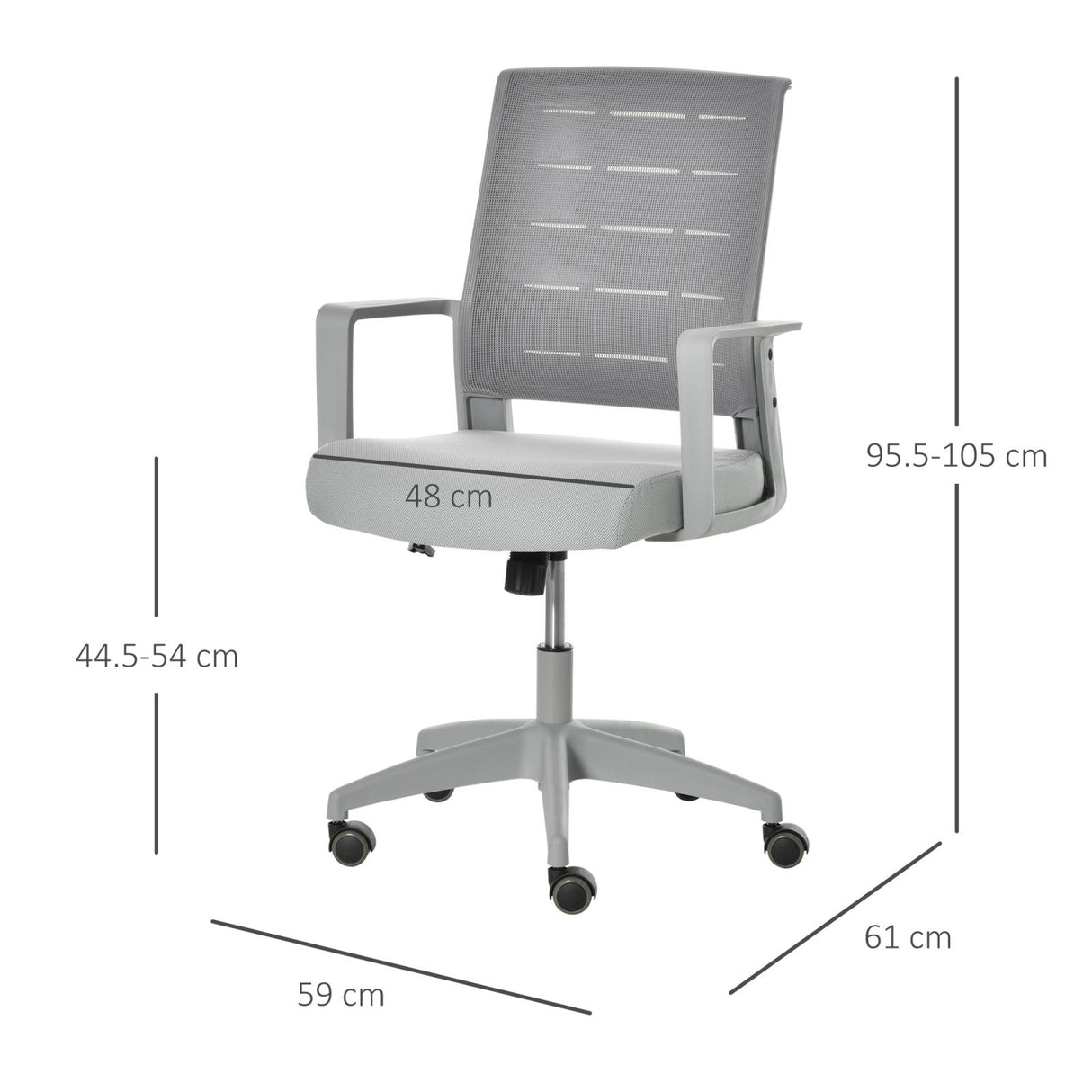 easycomfort easycomfort sedia da ufficio ergonomica girevole con altezza regolabile ruote e braccioli grigio