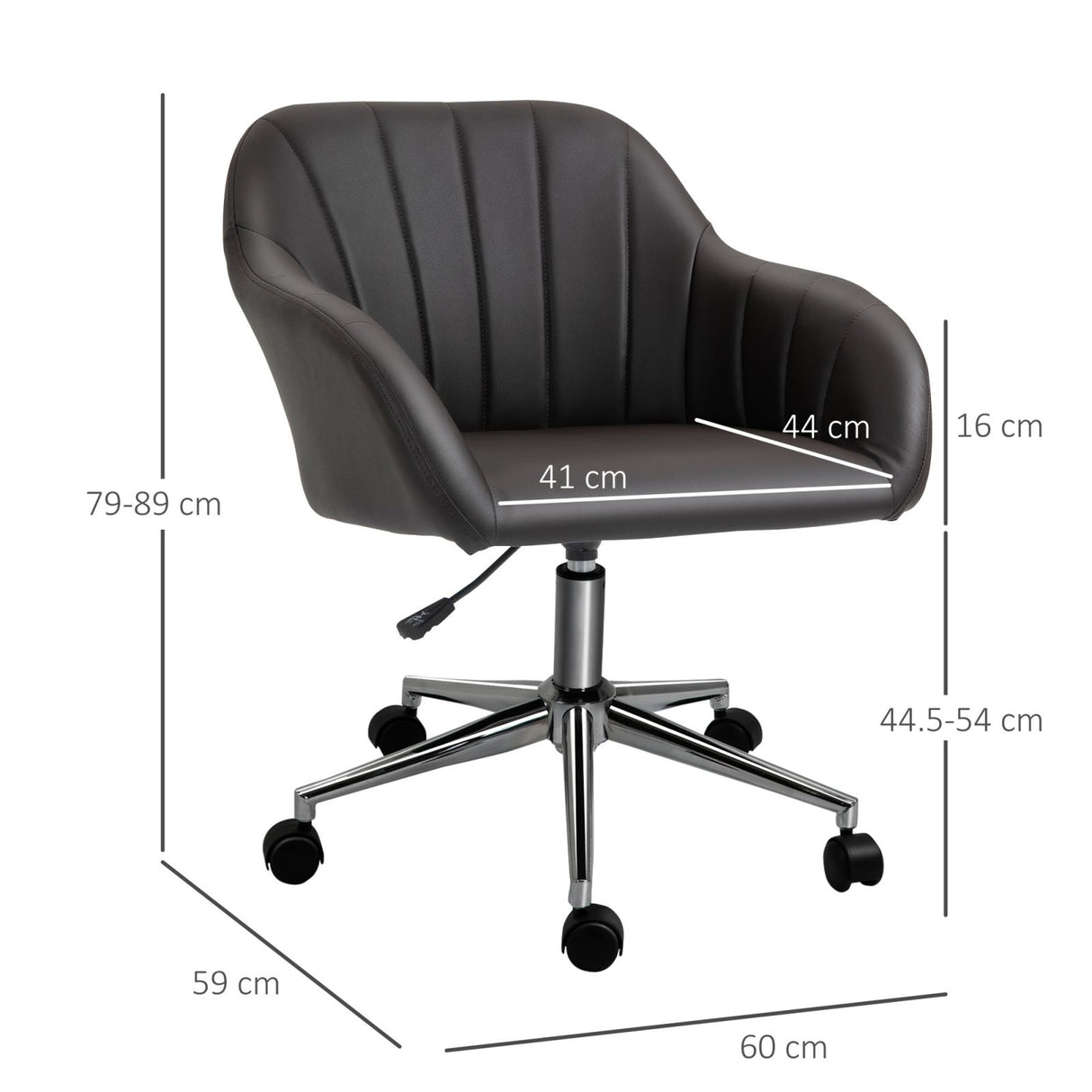 easycomfort easycomfort sedia da ufficio ergonomica in similpelle altezza della seduta regolabile e girevole 60x59x79 89cm marrone