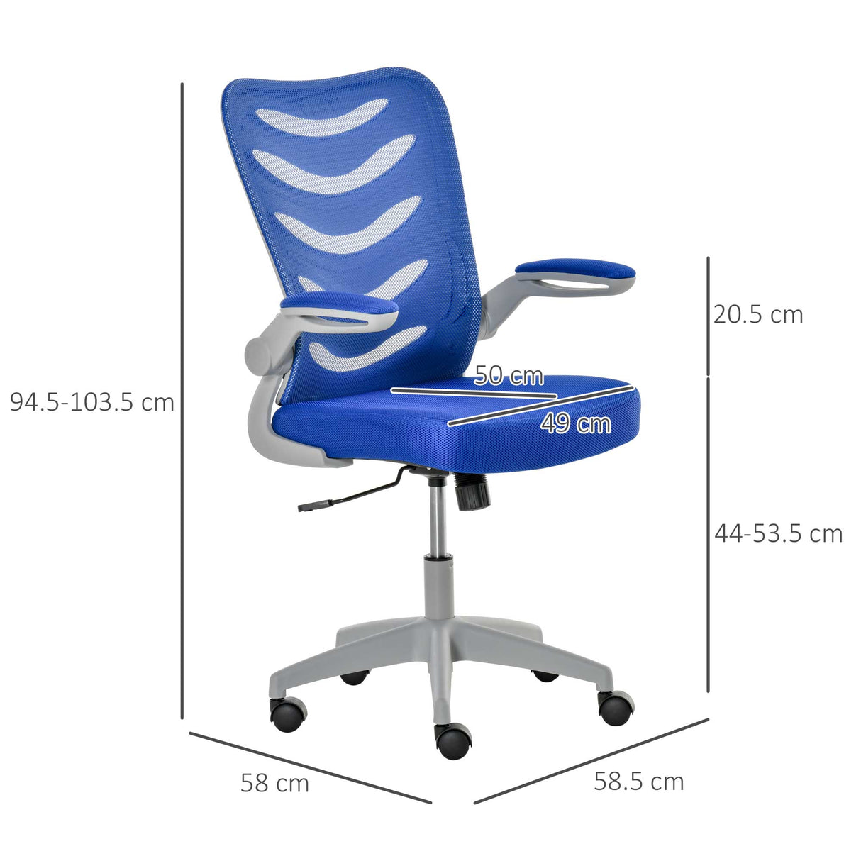 easycomfort easycomfort sedia da ufficio ergonomica poltrona girevole altezza regolabile e braccioli sollevabili 58 5x58x94 5 103 5cm blu