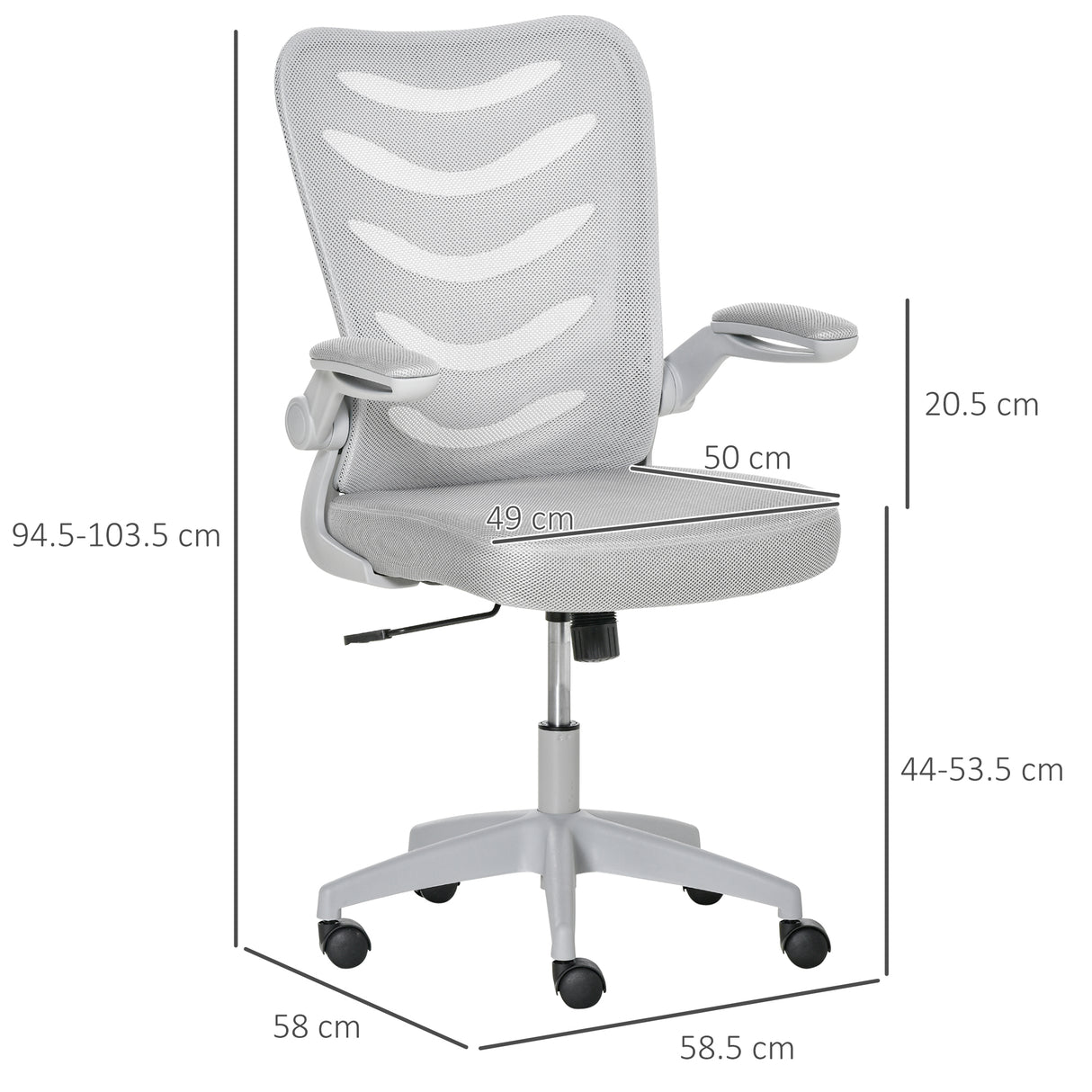 easycomfort easycomfort sedia da ufficio ergonomica poltrona girevole altezza regolabile e braccioli sollevabili 58 5x58x94 5 103 5cm grigio