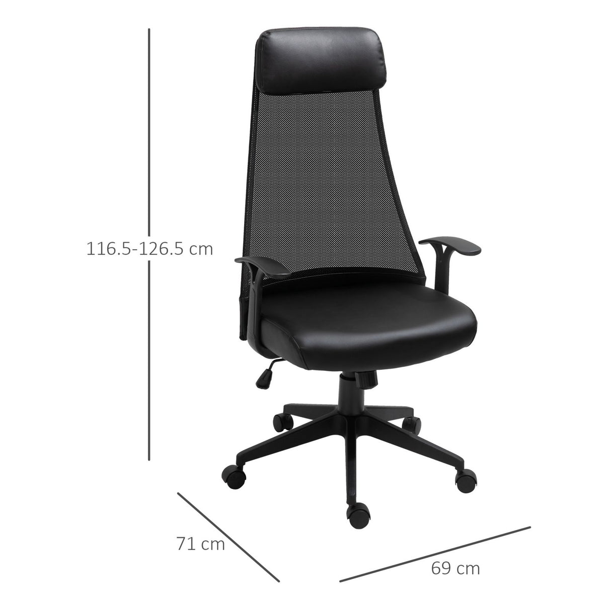 easycomfort easycomfort sedia da ufficio poltrona ergonomica girevole con altezza regolabile in similpelle e tessuto nero