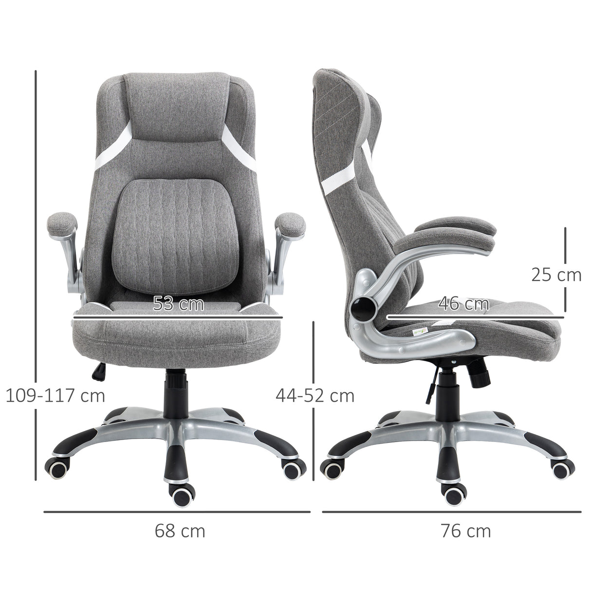 easycomfort easycomfort sedia da ufficio reclinabile in tessuto traspirante e acciaio con altezza regolabile 68x76x109 117 cm