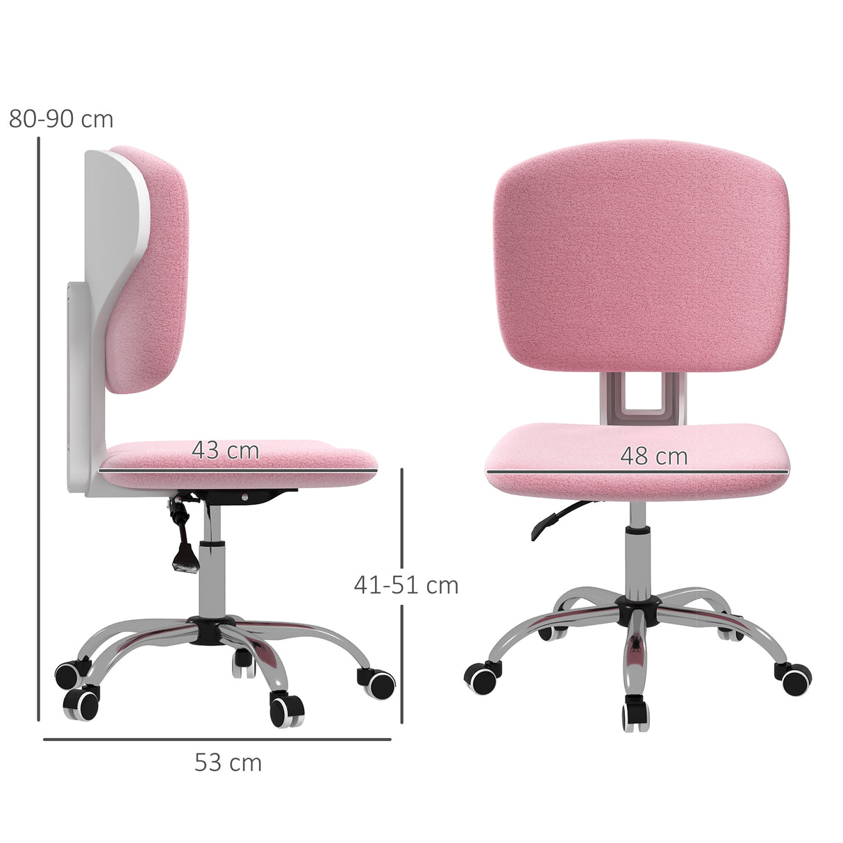 easycomfort easycomfort sedia ergonomica ad altezza regolabile in tessuto effetto lino con schienale ricurvo 48x53x80 90 cm rosa