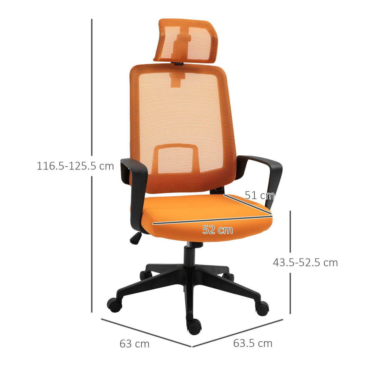 easycomfort easycomfort sedia ergonomica con poggiatesta e supporto lombare da ufficio girevole arancione