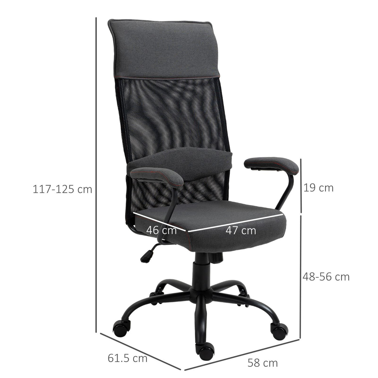 easycomfort easycomfort sedia ergonomica regolabile in tessuto grigio nero