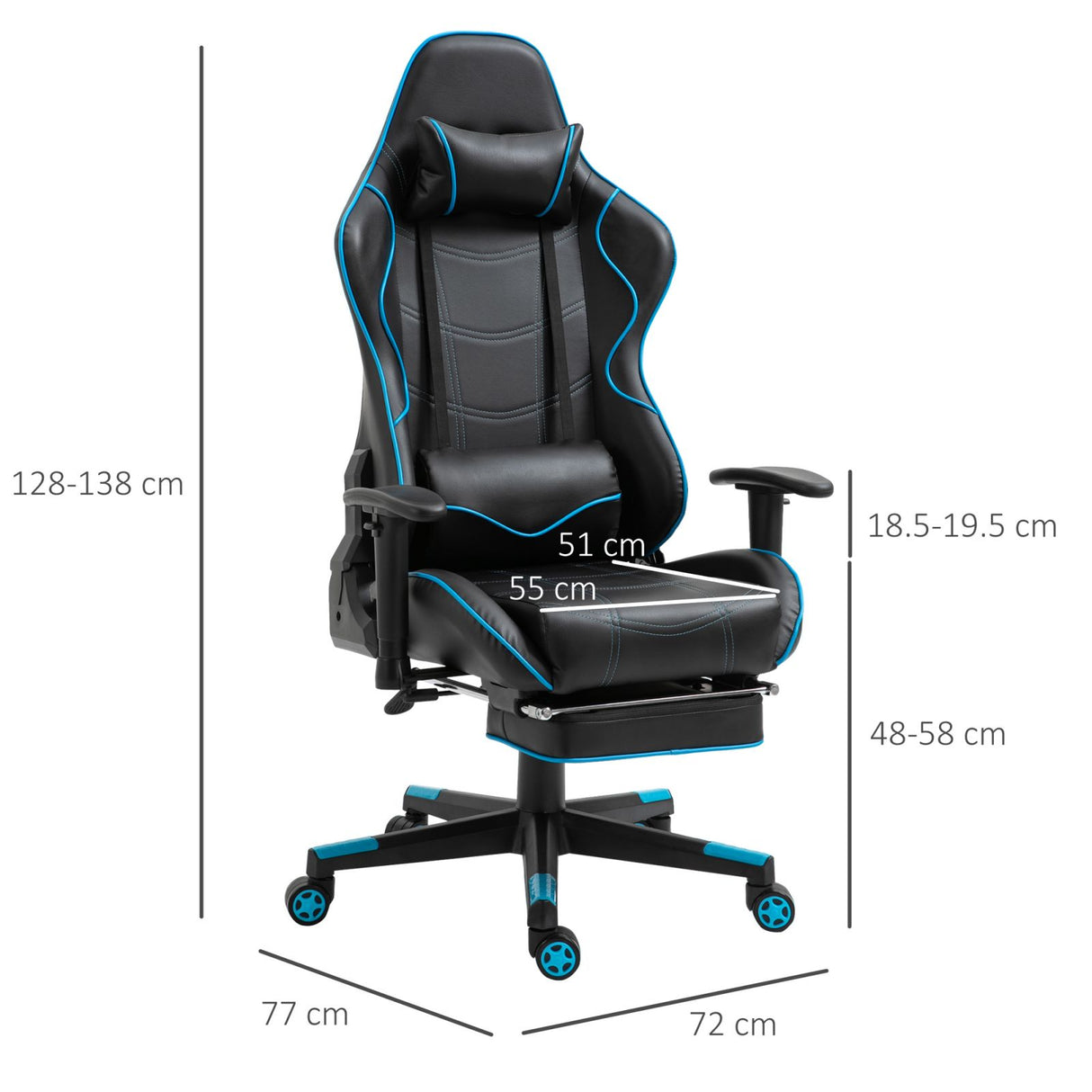 easycomfort easycomfort sedia gaming ergonomica con poggiapiedi estraibile e supporto lombare 72x77x128 138cm nero
