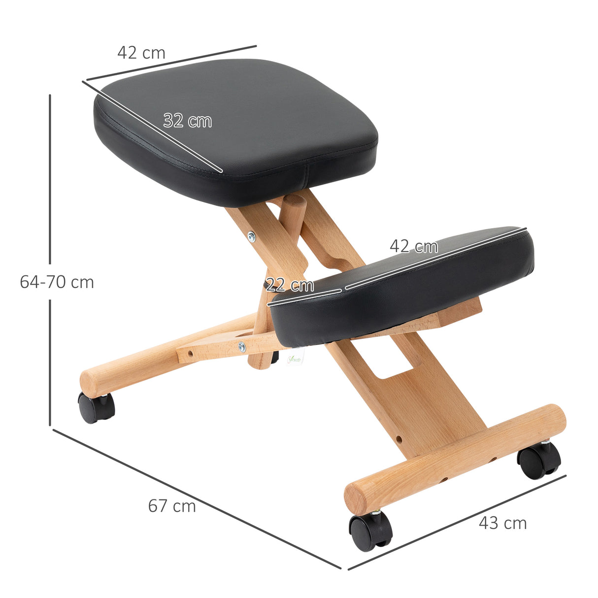 easycomfort easycomfort sedia inginocchiatoio in legno per casa e ufficio con ruote e altezza regolabile 43x67x57 75 cm nera