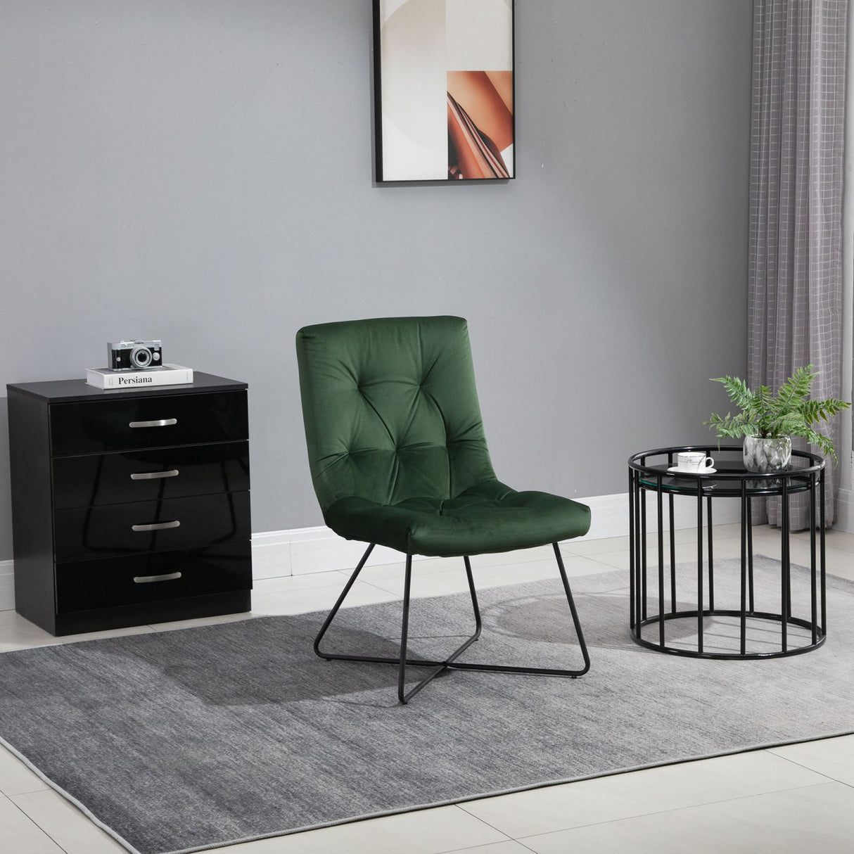 easycomfort easycomfort sedia moderna imbottita in metallo nero e tessuto verde ean 8055776915418