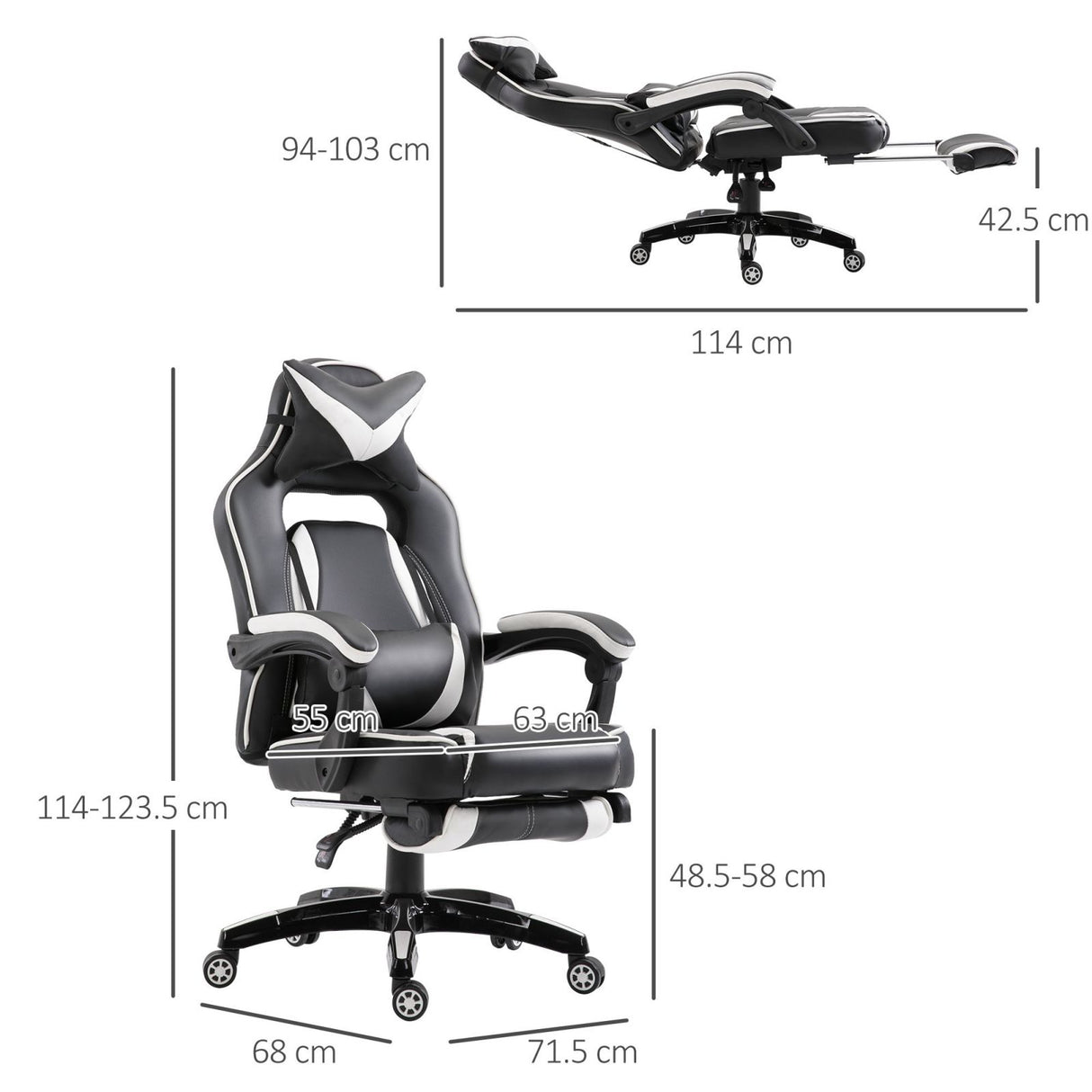 easycomfort easycomfort sedie da ufficio sedie da gaming ergonomica con rotelle in ecopelle bianco e nero ean 8055776916033