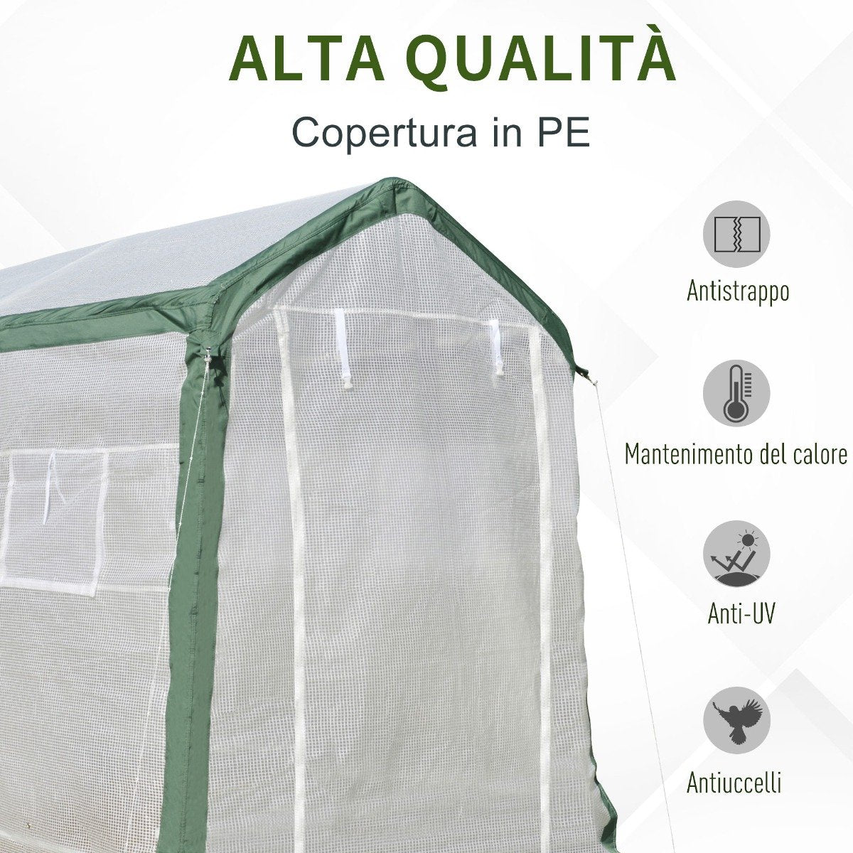 easycomfort easycomfort serra da giardino copertura in pe con 4 finestre 240x180x200cm ean 8055776912561