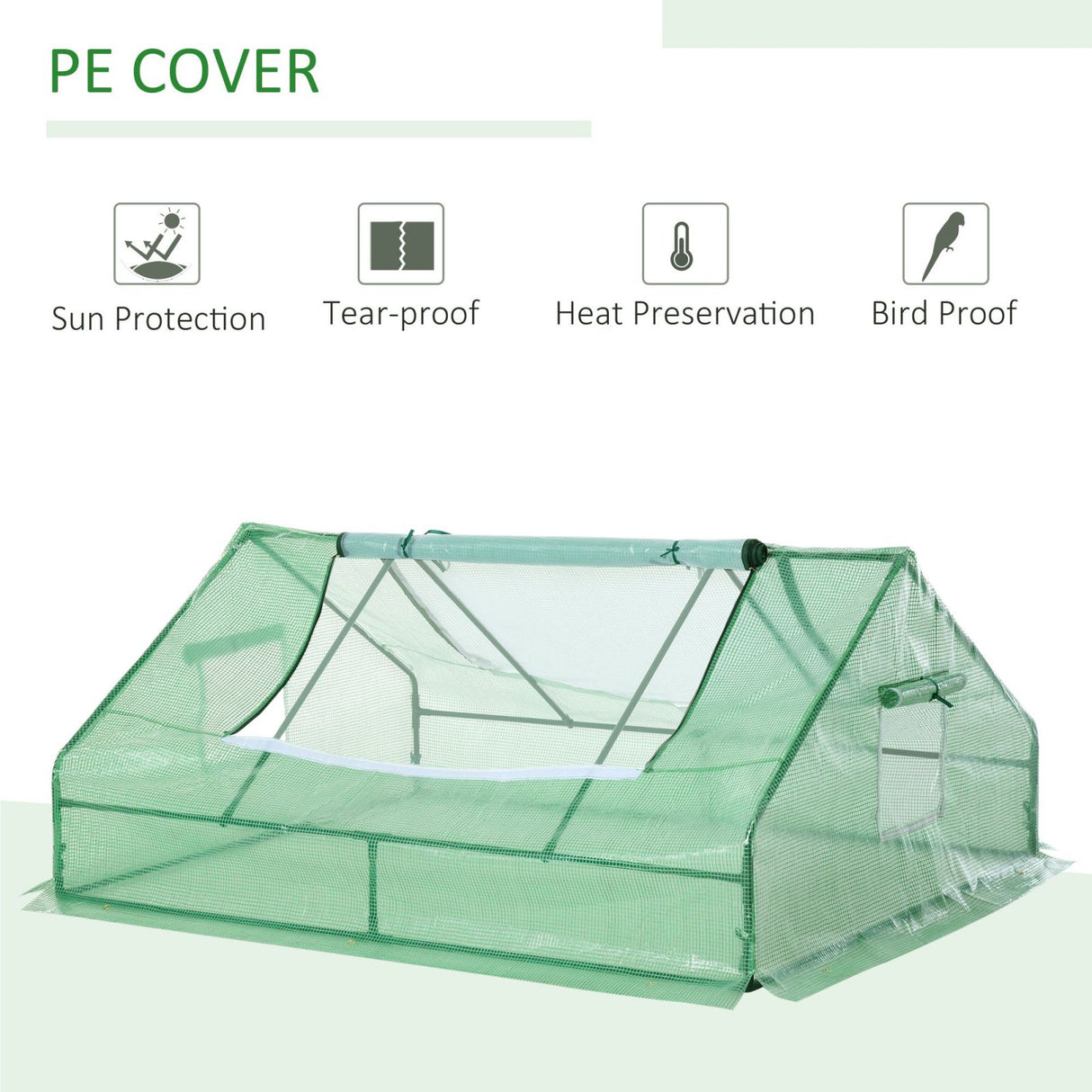 easycomfort easycomfort serra da giardino in acciaio e pe porte avvolgibili con cerniere e finestre 180x140x80cm