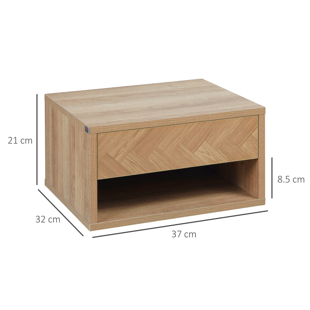 easycomfort easycomfort set 2 comodini moderni sospesi con cassetto e mensola in legno 37x32x21cm colore naturale