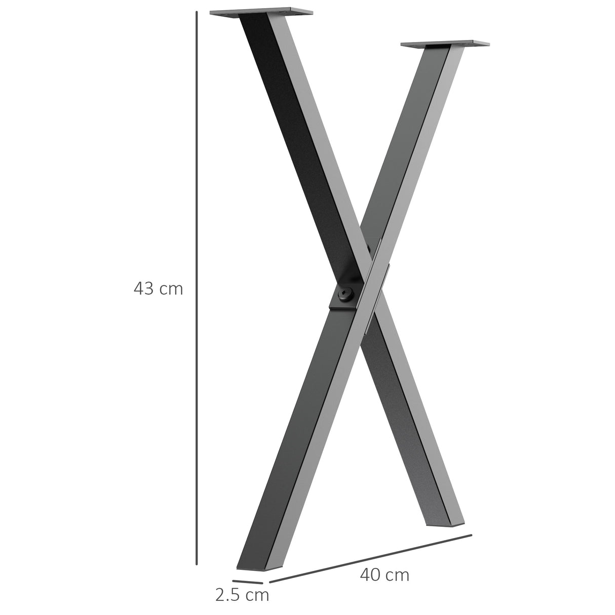 easycomfort easycomfort set 2 pezzi gambe per tavolo in acciaio a x piedi per tavolo con 16 viti incluse gambe preforate con 4 fori 40x2 5x43cm nero