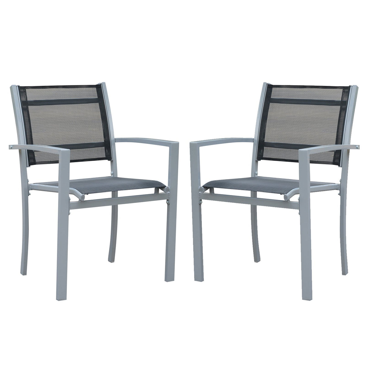 easycomfort easycomfort set 2 sedie da esterno in textilene e acciaio nero e grigio ean 8054144134116