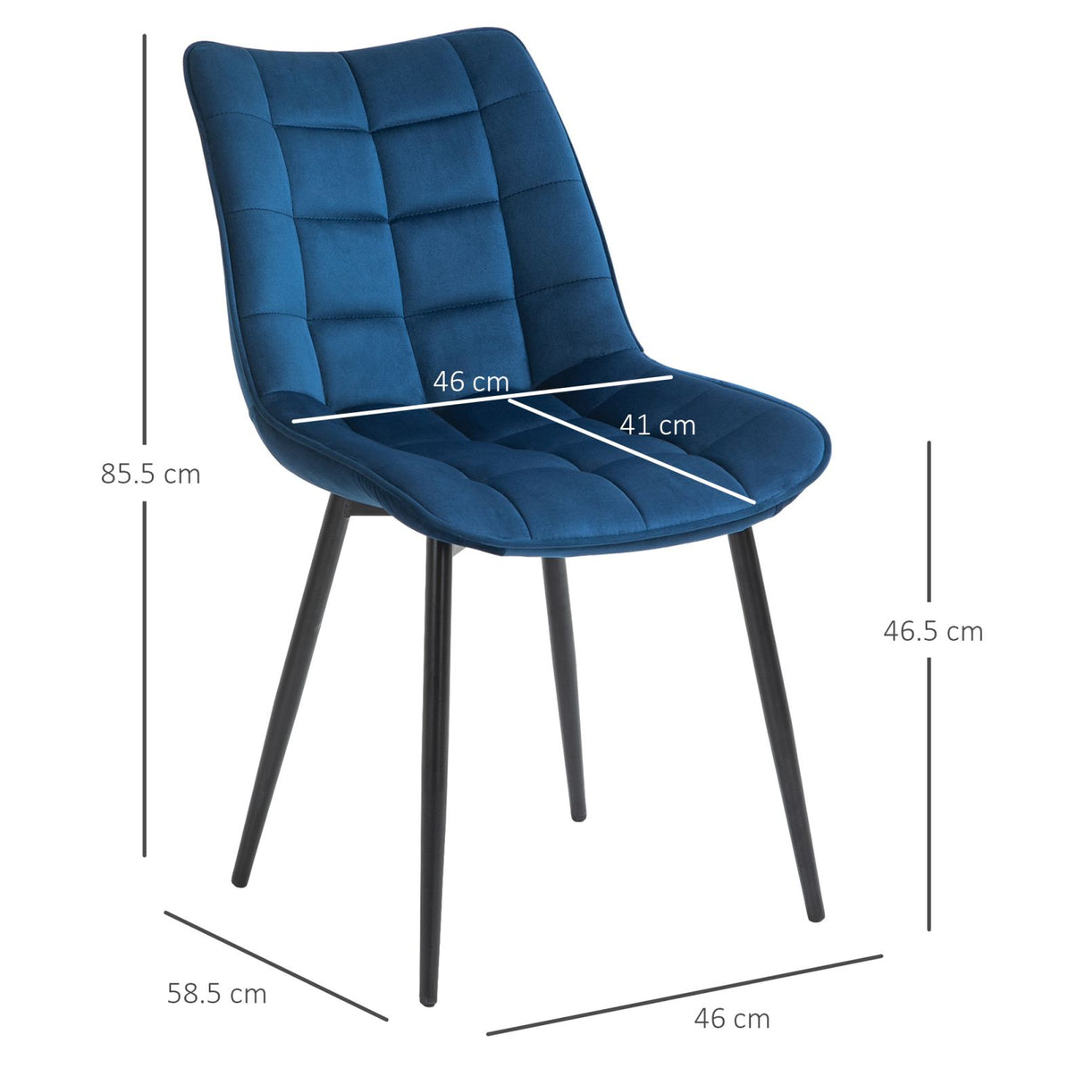 easycomfort easycomfort set 2 sedie moderne imbottite per soggiorno stile nordico velluto blu ean 8055776912653