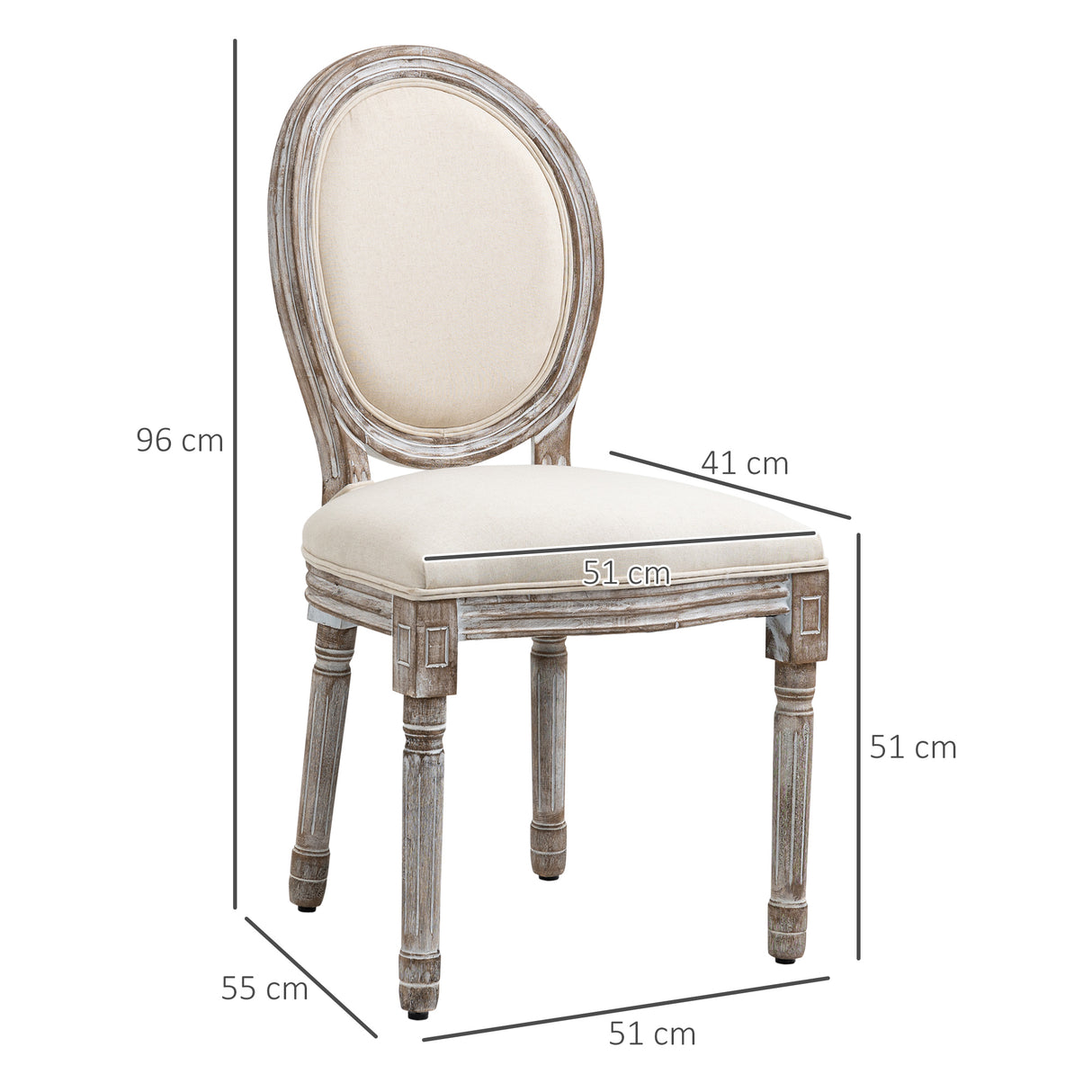 easycomfort easycomfort set 2 sedie per tavolo da pranzo classiche in legno con rivestimento in tessuto crema