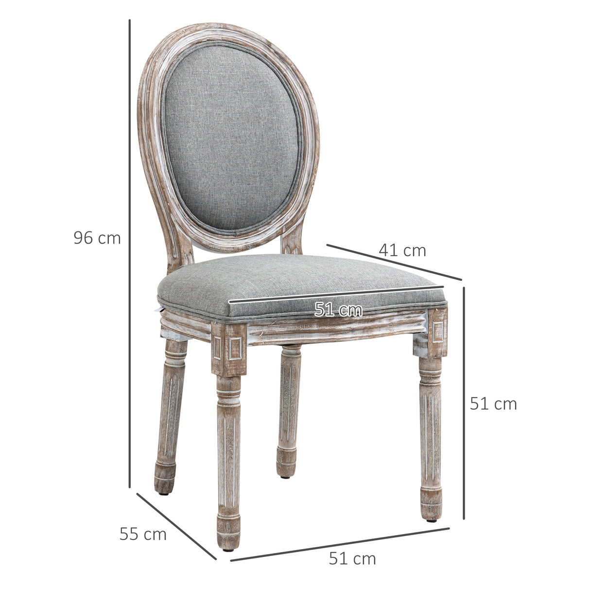 easycomfort easycomfort set 2 sedie per tavolo da pranzo classiche in legno con rivestimento in tessuto grigio