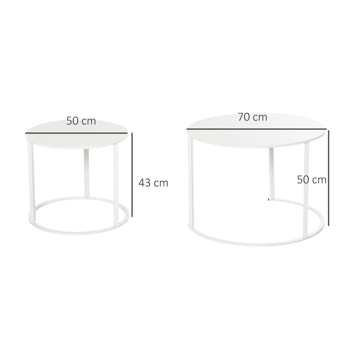easycomfort easycomfort set 2 tavolini da salotto e giardino salvaspazio sovrapponibili tavolini da caffe in ferro bianco ean 8054144135700