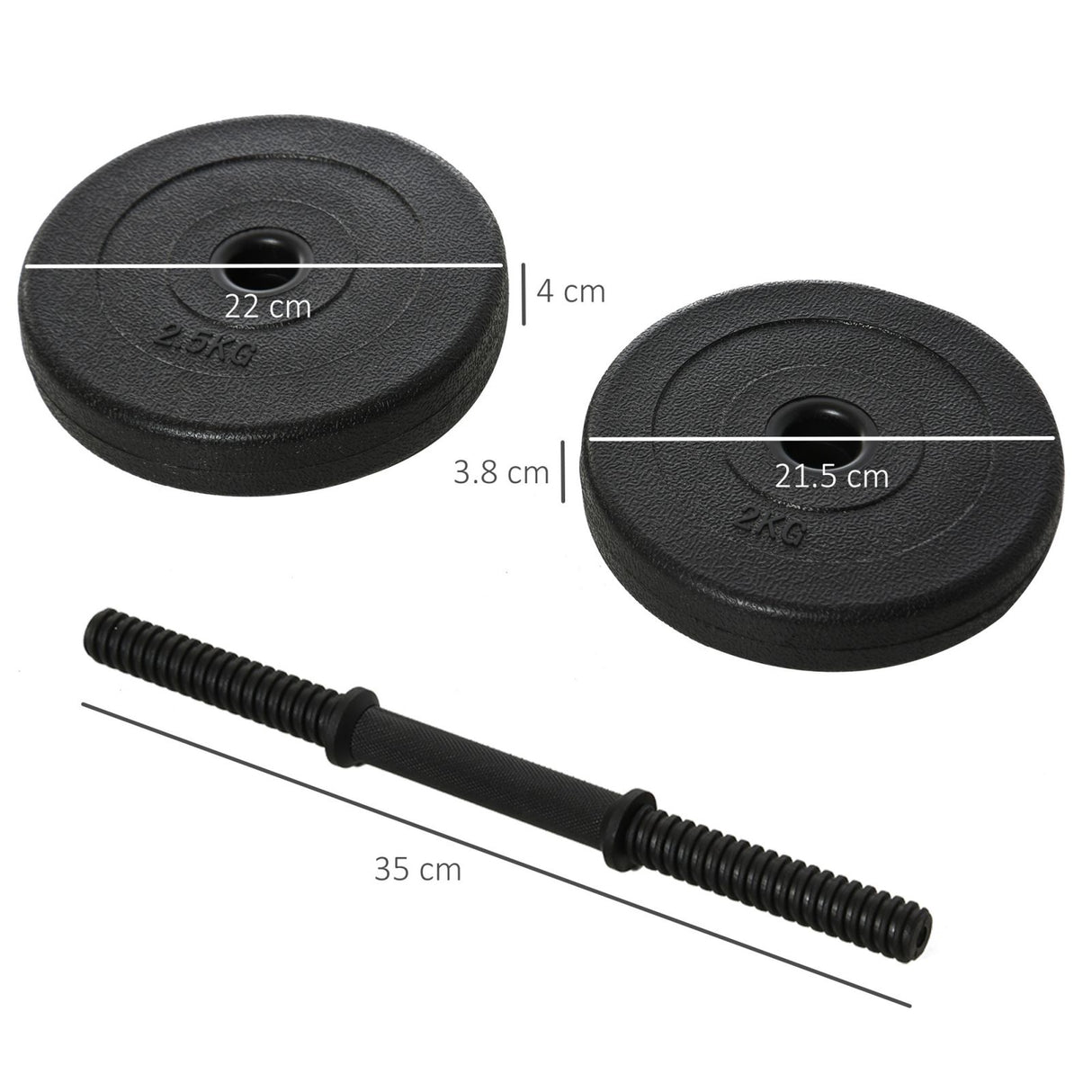 easycomfort easycomfort set di 2 manubri da 20kg totali con 8 dischi pesi