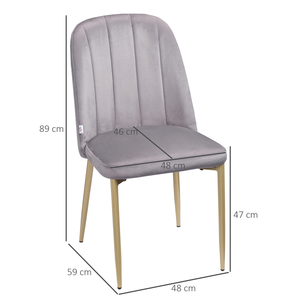 easycomfort easycomfort set di 2 sedie da pranzo imbottite con rivestimento in velluto e gambe in acciaio grigio e oro