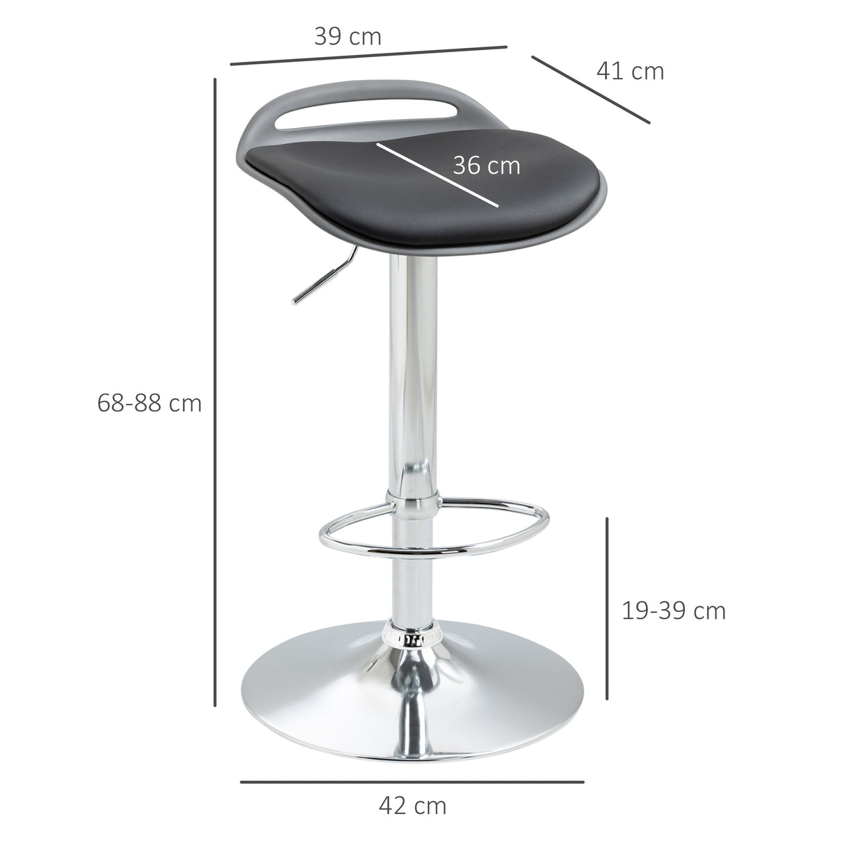 easycomfort easycomfort set di 2 sgabelli da bar con altezza regolabile e girevoli con poggiapiedi nero