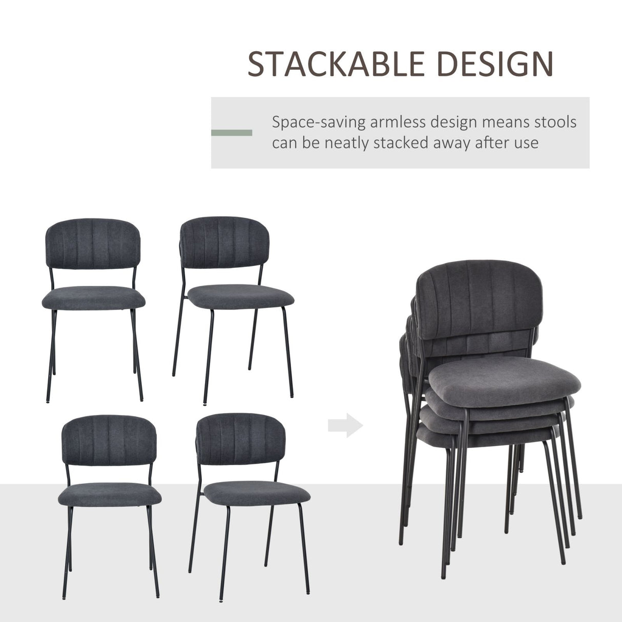 easycomfort easycomfort set di 4 sedie moderne imbottite e impilabili rivestimento in tessuto e gambe in metallo grigio scuro