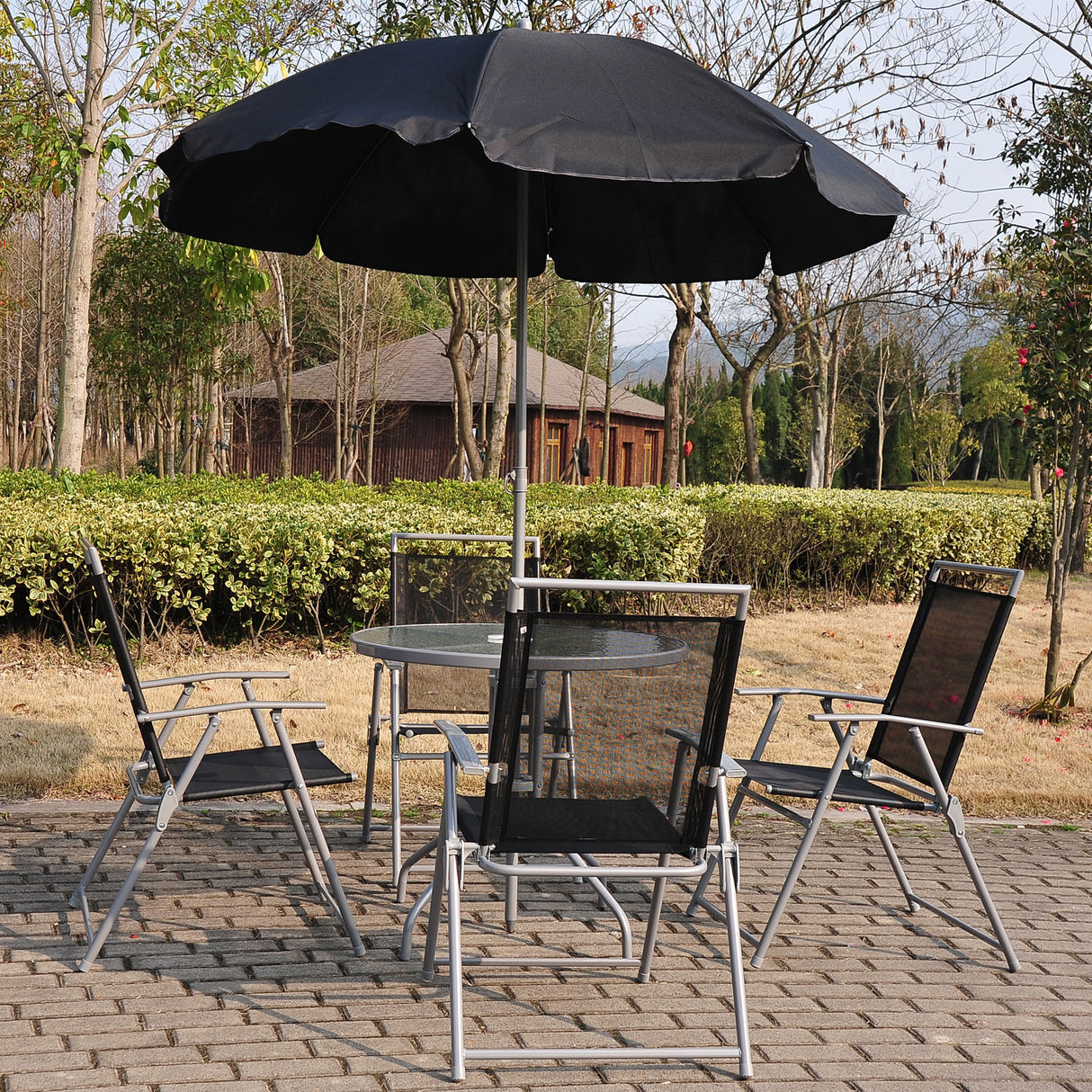 easycomfort easycomfort set mobili da giardino con tubi dacciaio 6 pezzi nero