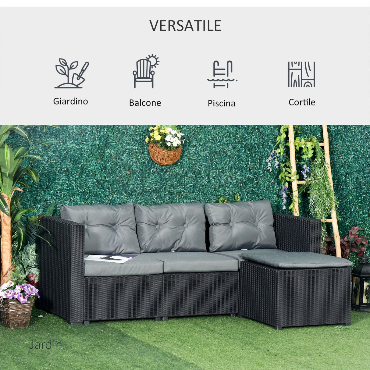 easycomfort easycomfort set mobili da giardino rattan pe divano 3 posti e poggiapieditavolino ean 8055776913865