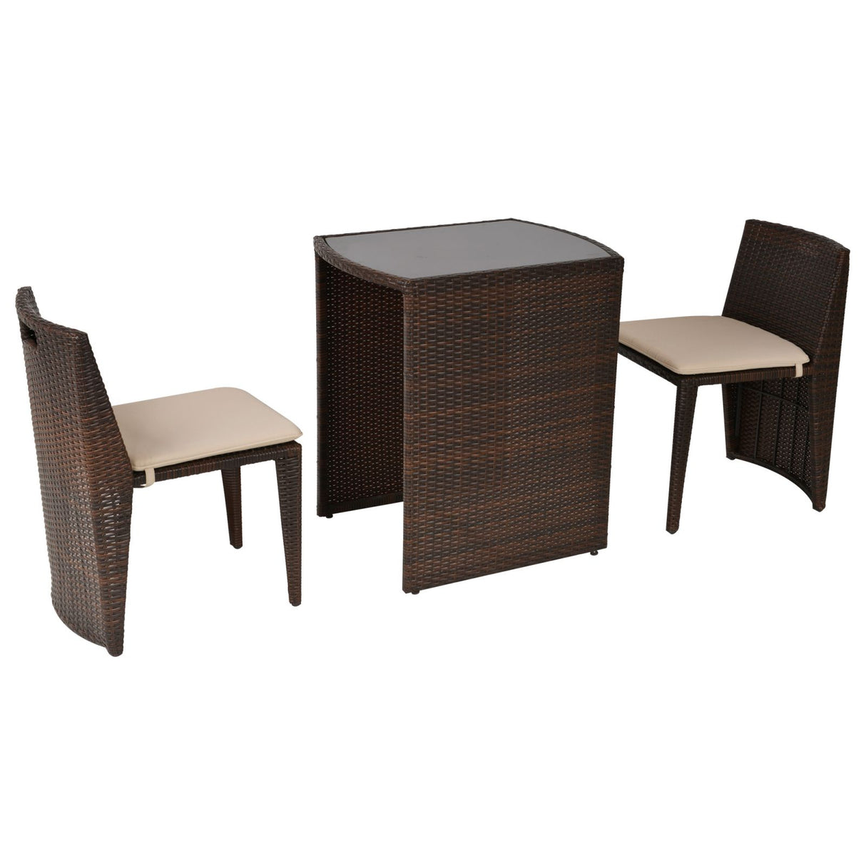 easycomfort easycomfort set mobili da giardino salvaspazio con 1 tavolo e 2 sedie in rattan pe marrone ean 8055776913582