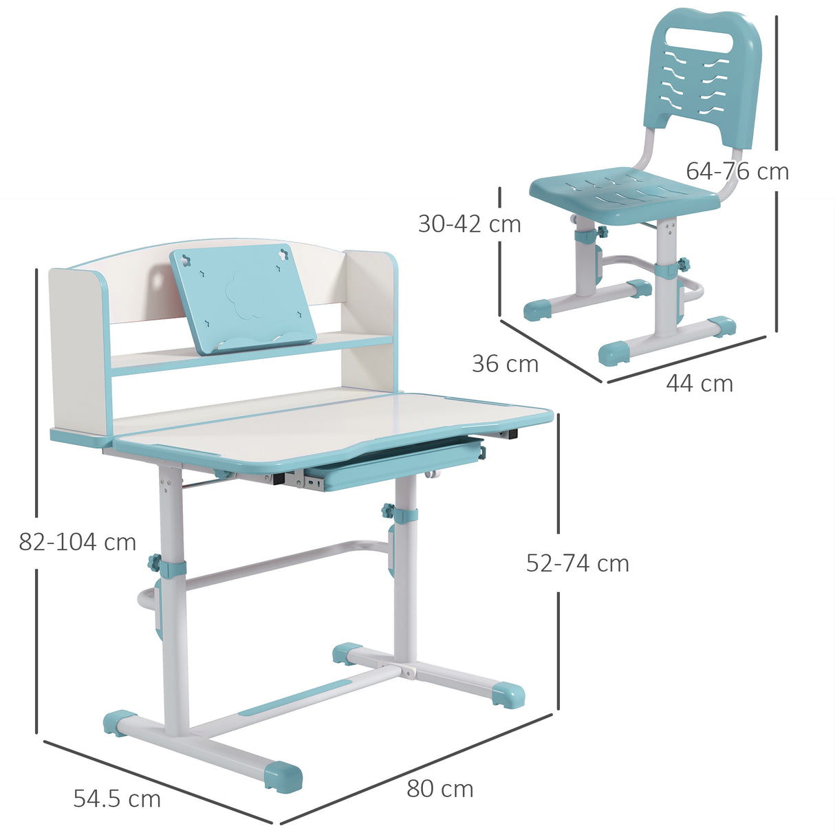easycomfort easycomfort set scrivania per bambini con sedia regolabile in altezza e piano inclinabile eta 6 12 anni blu