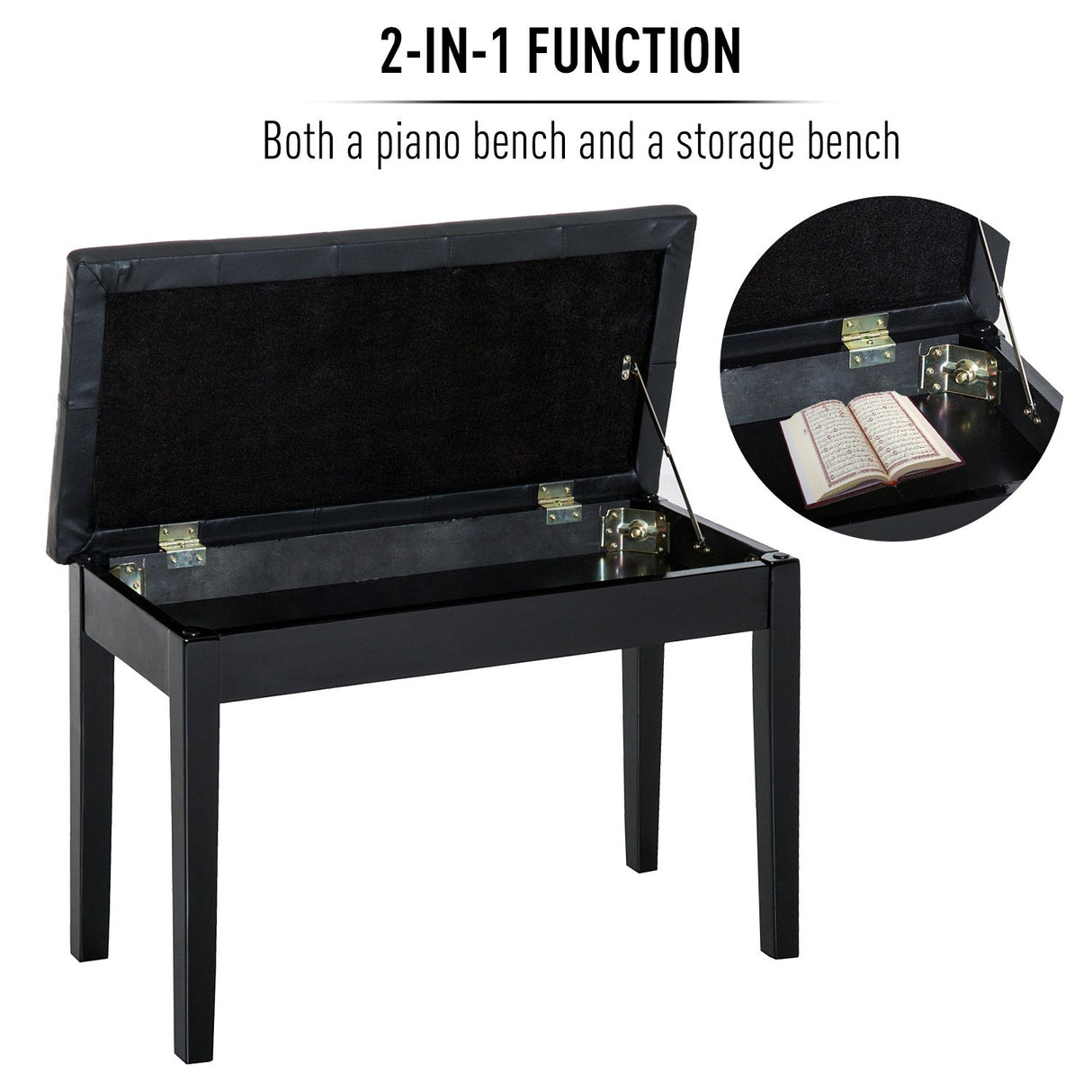 easycomfort easycomfort sgabello panchetta panchina sedia per pianoforte con vano portaoggetti nero 75x35x50 cm ean 8054144134031