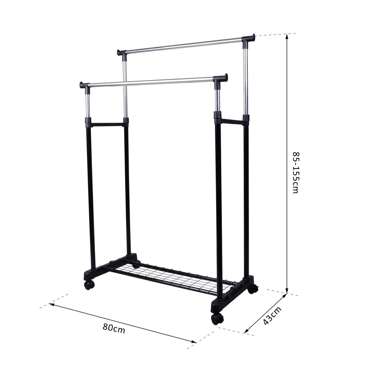 easycomfort easycomfort stender porta abiti doppio per vestiti con scarpiera in acciaio inox su ruote altezza regolabile ean 8054111843126