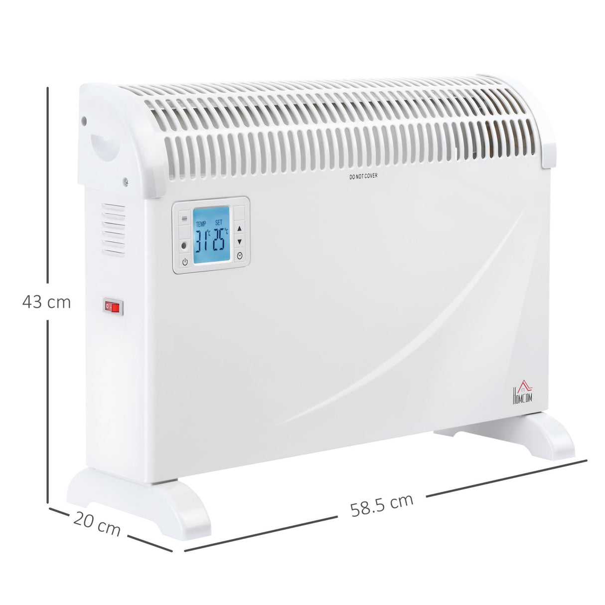 easycomfort easycomfort stufa elettrica termoventilatore da parete e da appoggio temperatura regolabile e timer 58 5x20x43cm bianco
