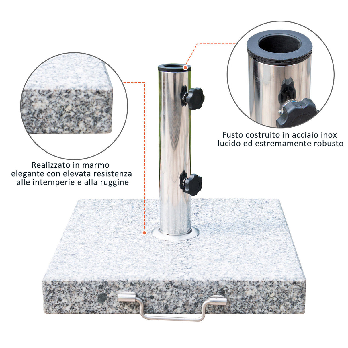 easycomfort easycomfort supporto base per ombrellone da giardino in marmo 29kg 42x42x36cm ean 8054144133249