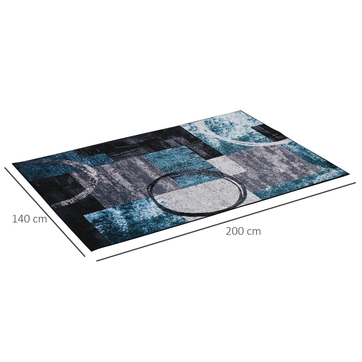 easycomfort easycomfort tappeto moderno pelo corto in poliestere per interni 200x140cm blu nero e bianco